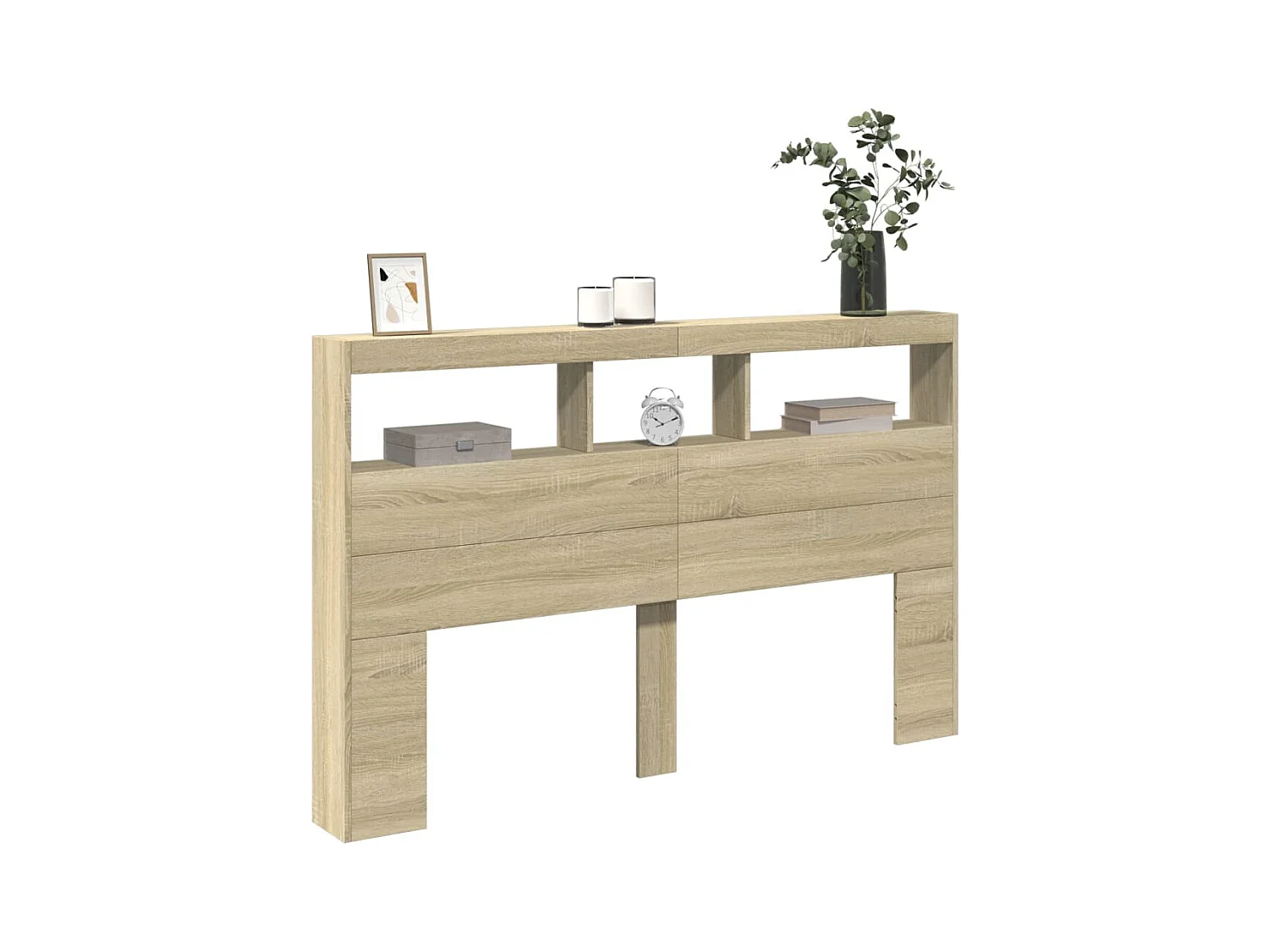 Cabecero de armario con LED roble Sonoma 160x17x102 cm