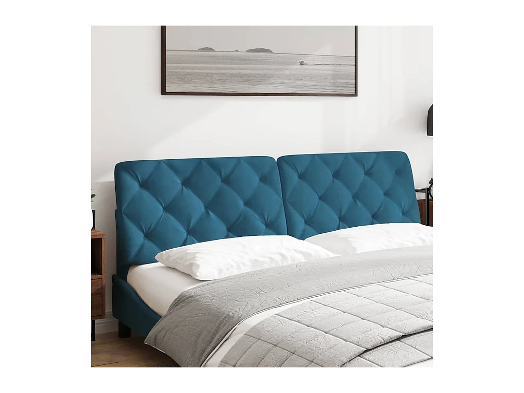 Blauw hoofdbordkussen 180 cm fluweel