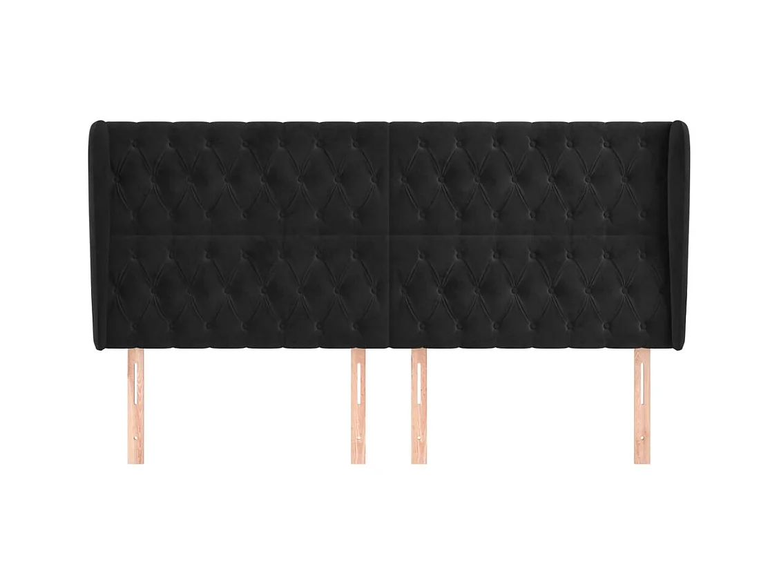 Hoofdbord met vleugels Zwart 203x23x118/128 cm Fluweel