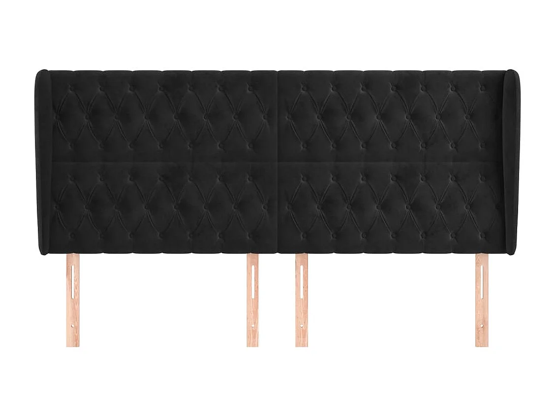 Tête de lit avec oreilles Noir 203x23x118/128 cm Velours