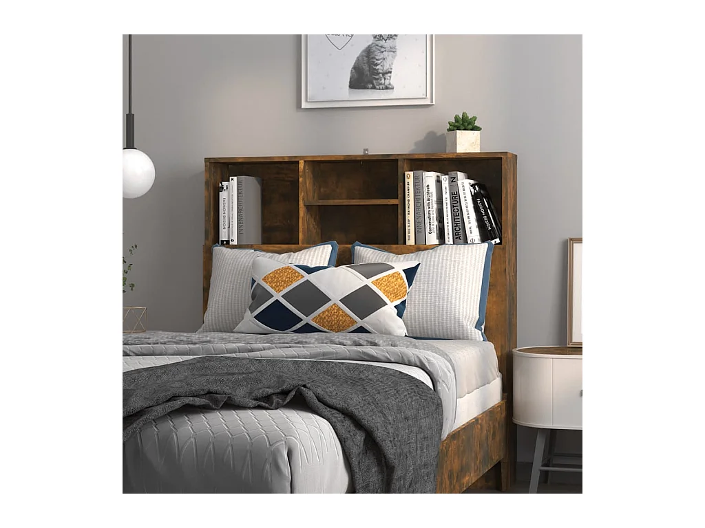 Armoire de tête de lit Chêne fumé 100x19x103,5 cm