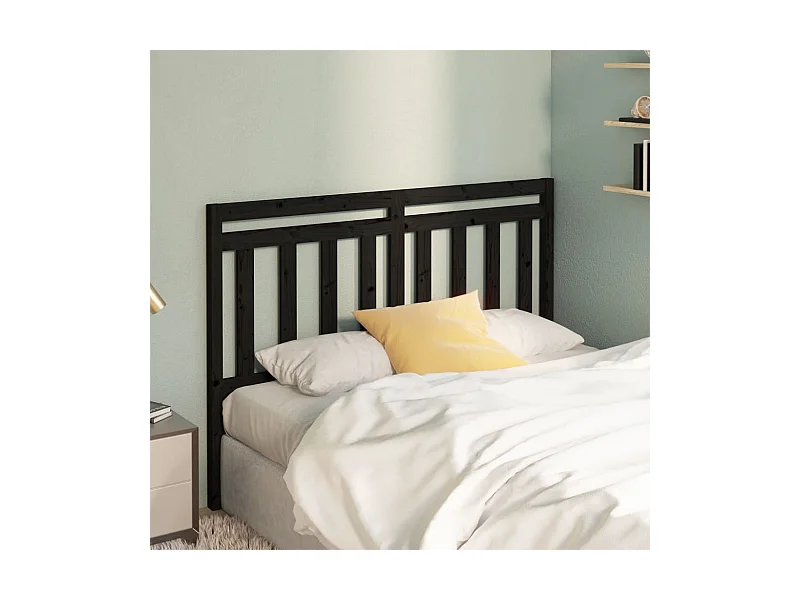 Schwarzes Kopfteil 126x4x100 cm Massivholz Kiefer