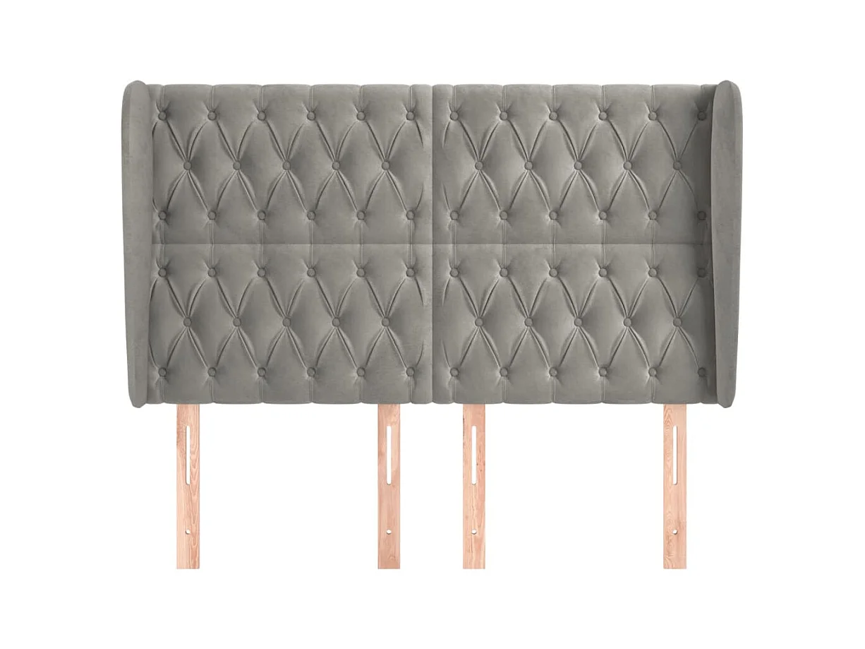 Tête de lit avec oreilles Gris clair 147x23x118/128 cm Velours