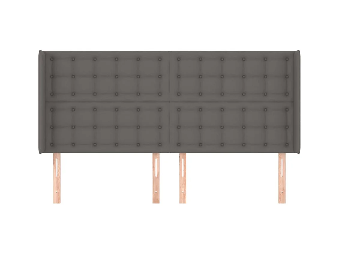 Hoofdbord met vleugels Grijs 203x16x118/128 cm Kunstleer