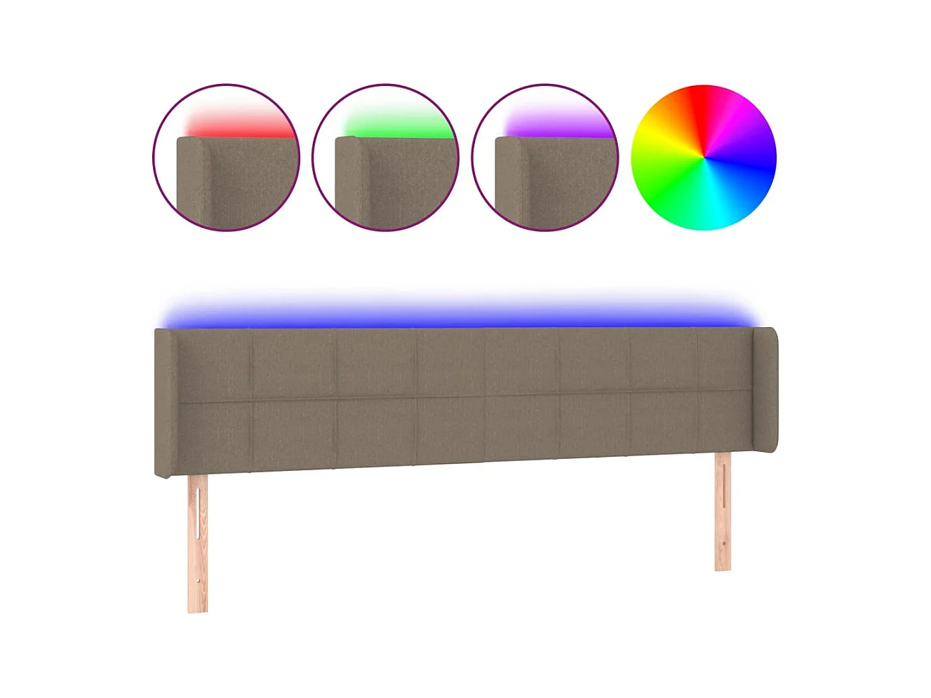 Taupe LED Hoofdbord 183x16x78/88 cm Stof