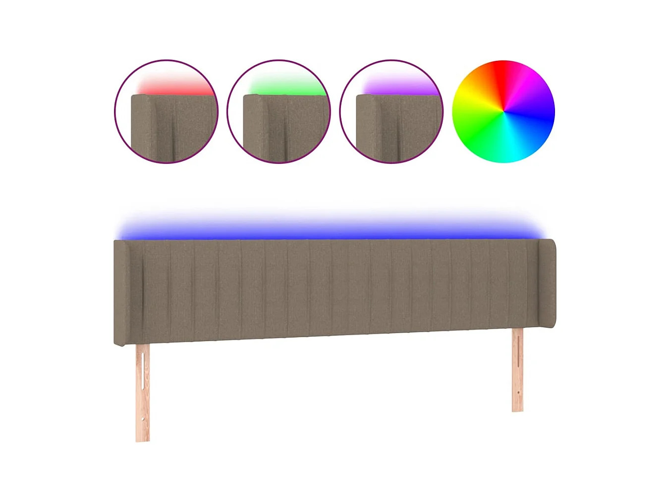 Taupe LED-Kopfteil 163x16x78/88 cm Stoff