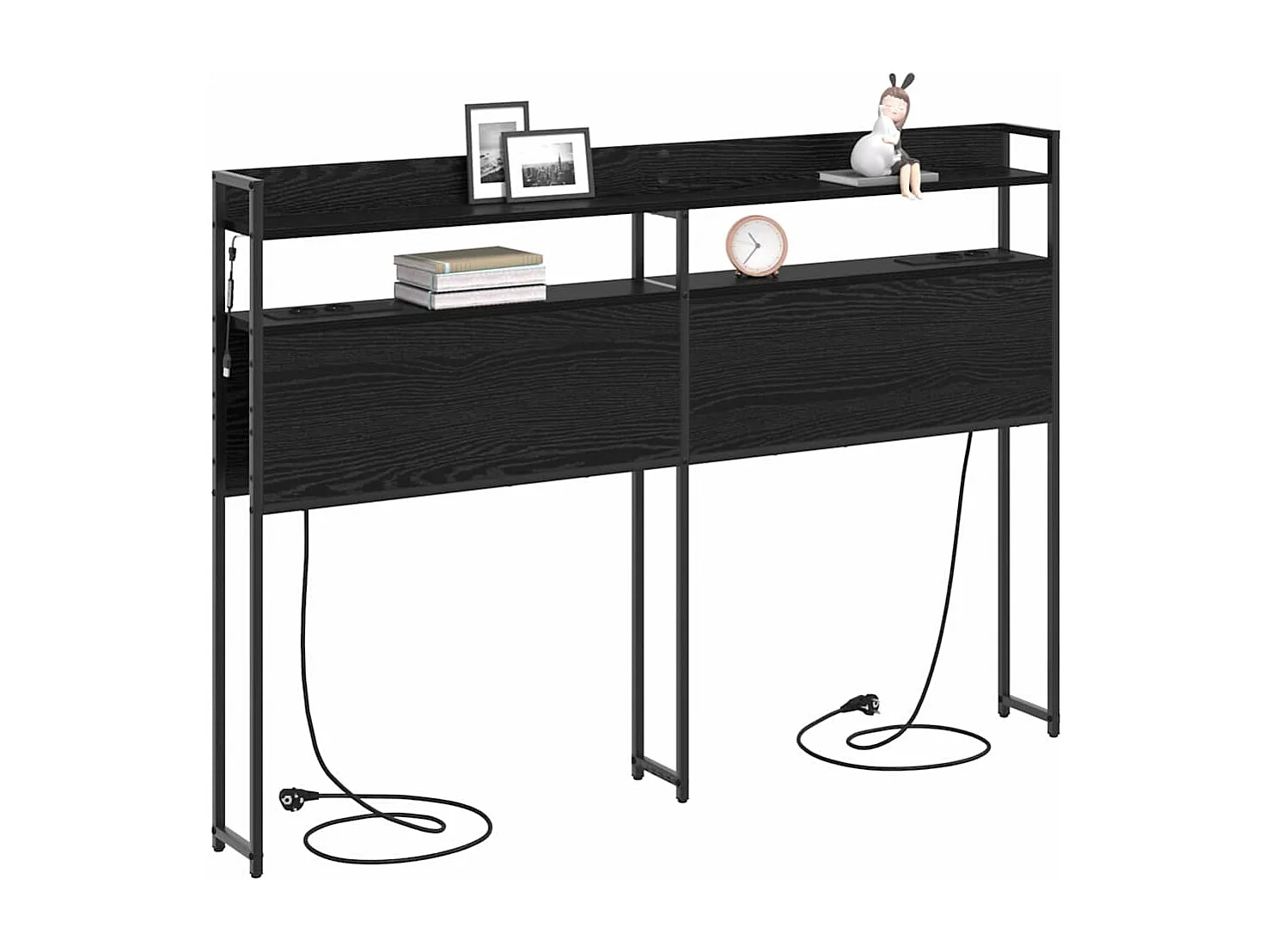 Hoofdbord met plank Zwarte eik 150 cm Technisch hout