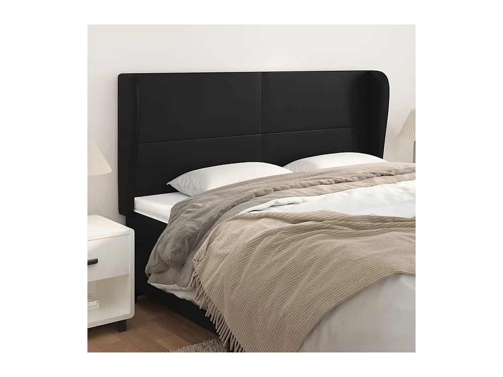 Tête de lit avec oreilles Noir 183x23x118/128 cm Similicuir