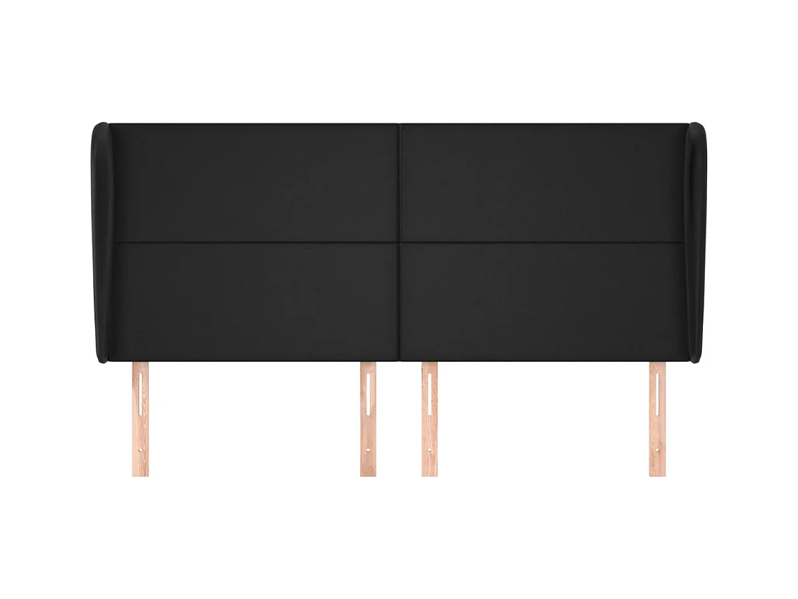 Tête de lit avec oreilles Noir 183x23x118/128 cm Similicuir