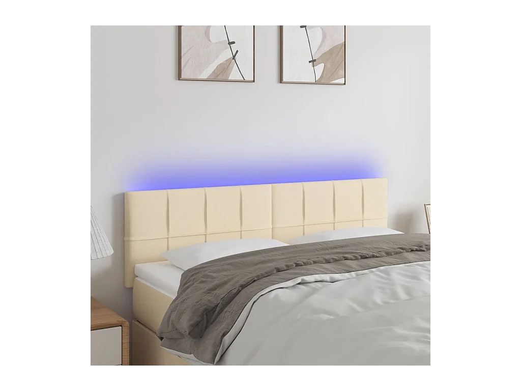 LED Hoofdbord Crème 144x5x78/88 cm Stof