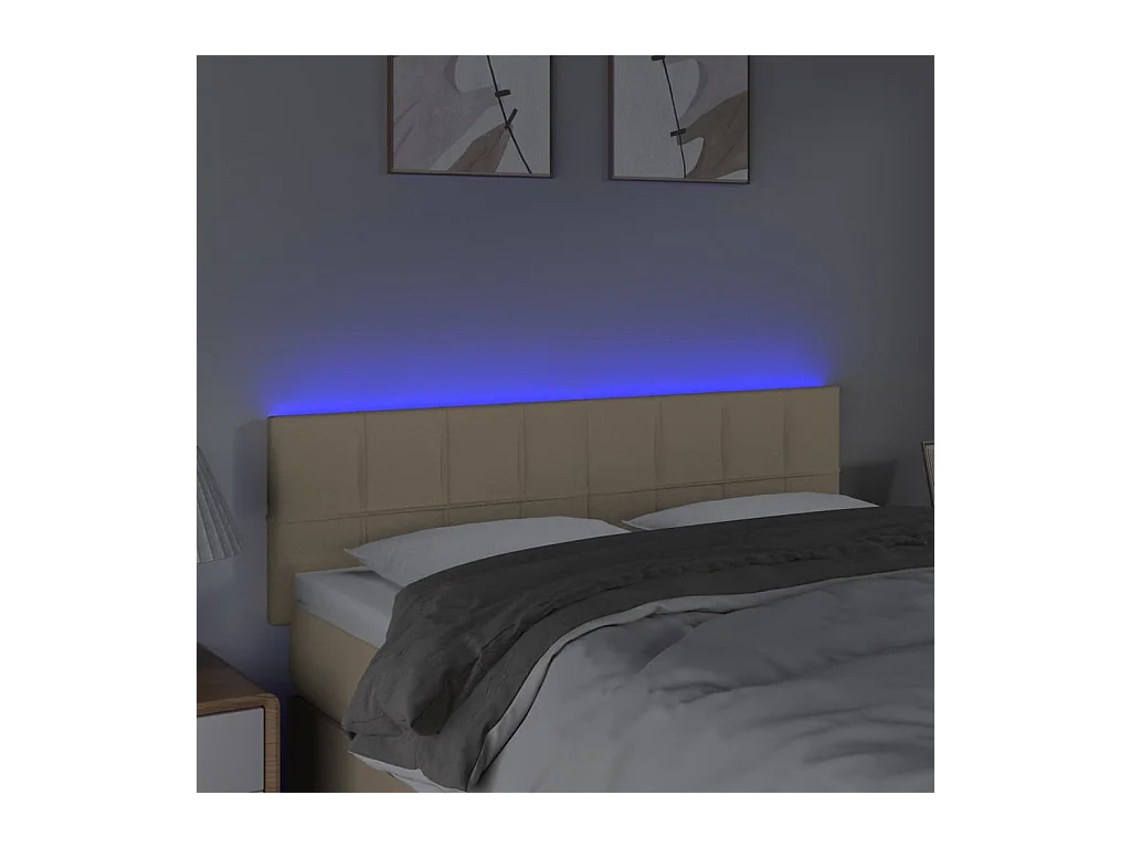 LED Hoofdbord Crème 144x5x78/88 cm Stof