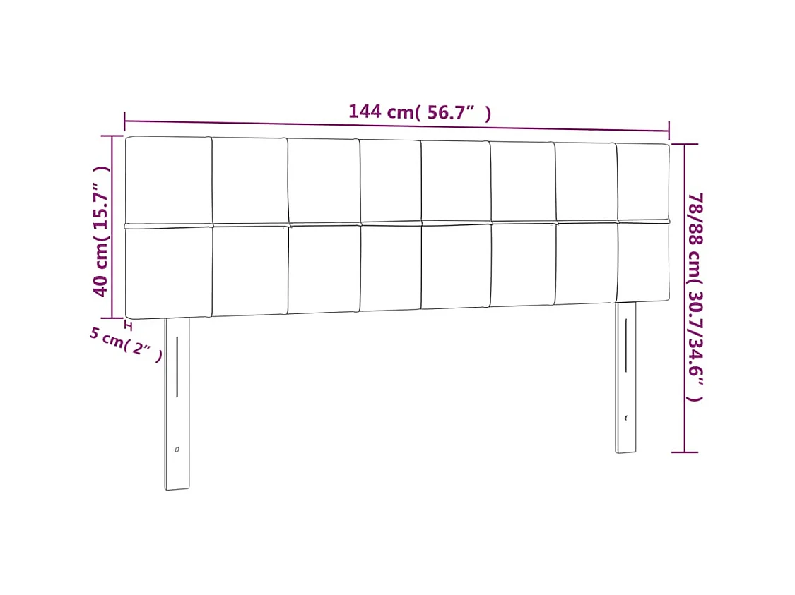 LED Hoofdbord Crème 144x5x78/88 cm Stof