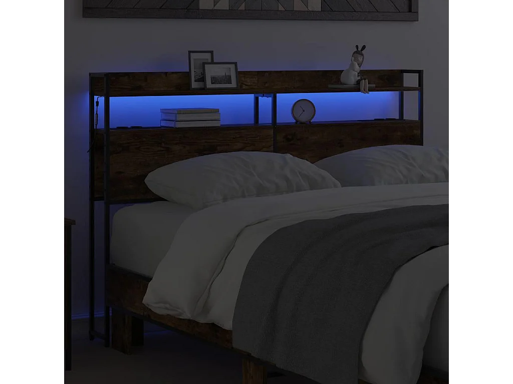 Tête de lit avec étagère Chêne fumé 135 cm Bois d'ingénierie