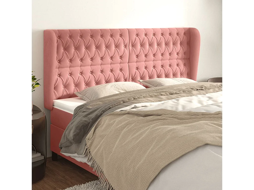 Testiera con ali Rose 183x23x118/128 cm Velluto