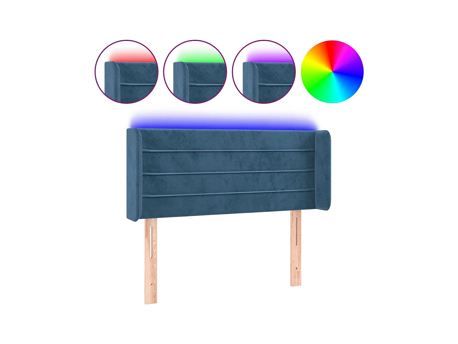 LED Hoofdbord Donkerblauw 83x16x78/88 cm Fluweel