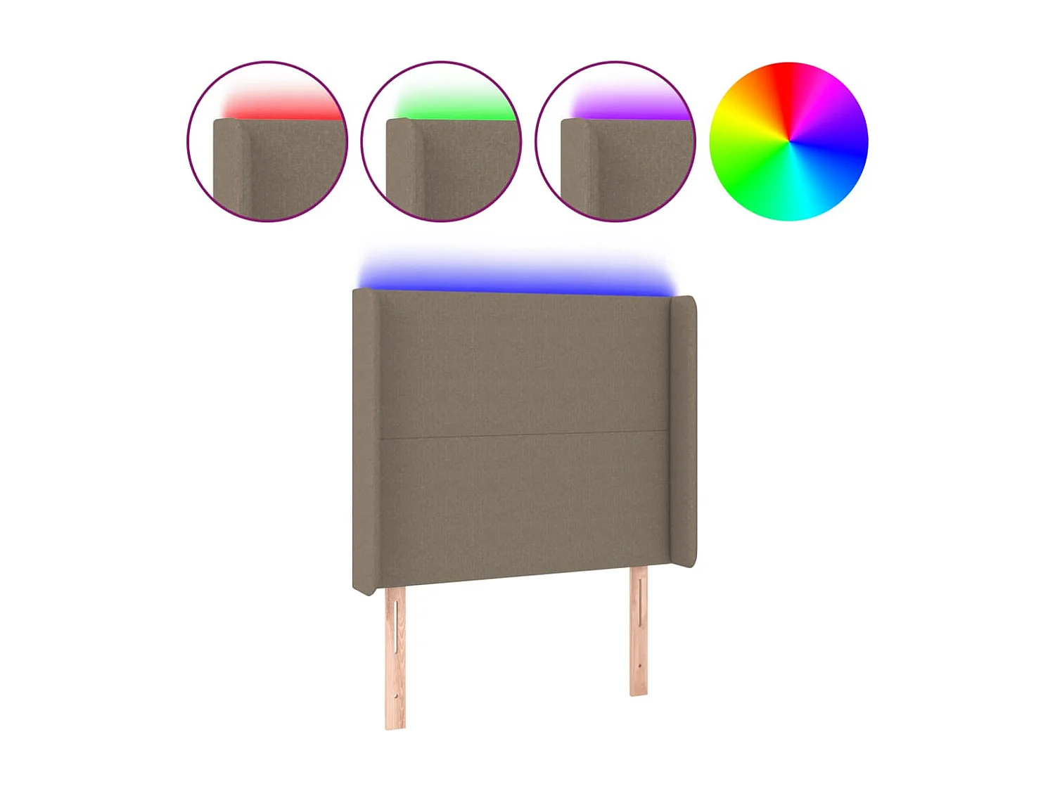 Testiera LED color tortora 103x16x118/128 cm Tessuto