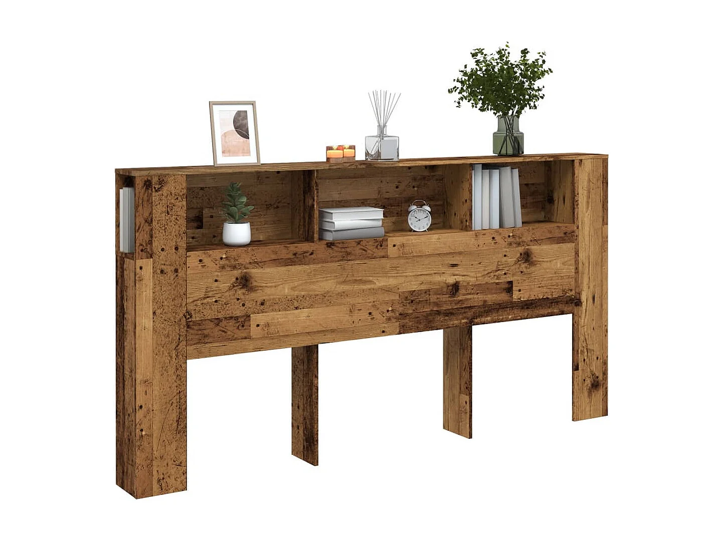 Mobiletto con testiera in legno antico 200x18,5x102,5 cm