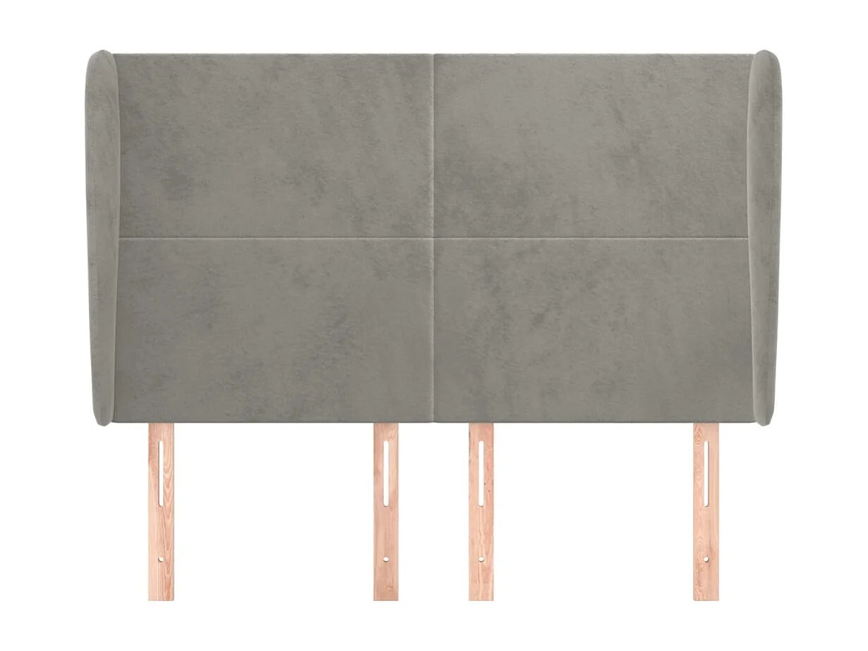 Tête de lit avec oreilles Gris clair 147x23x118/128 cm Velours