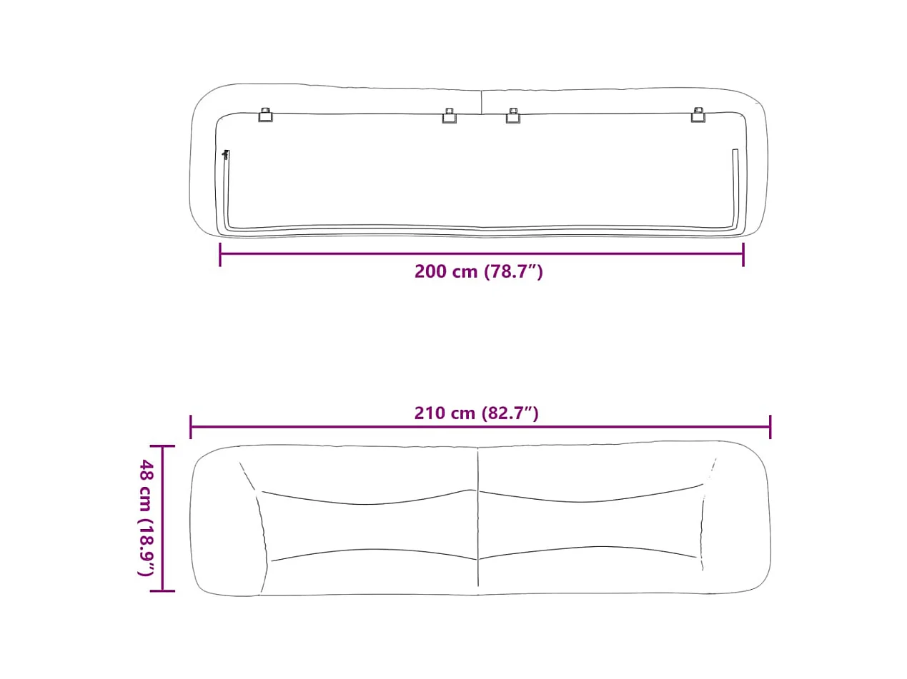 Blauw hoofdbordkussen 200 cm stof