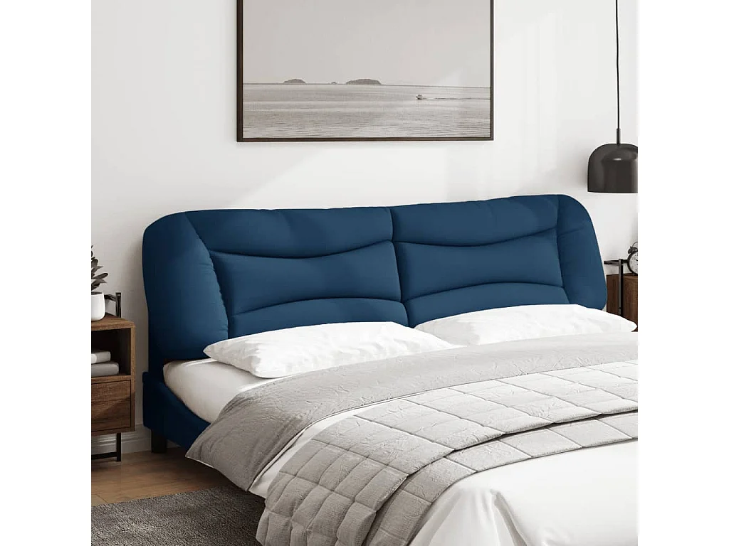 Coussin de tête de lit bleu 200 cm tissu