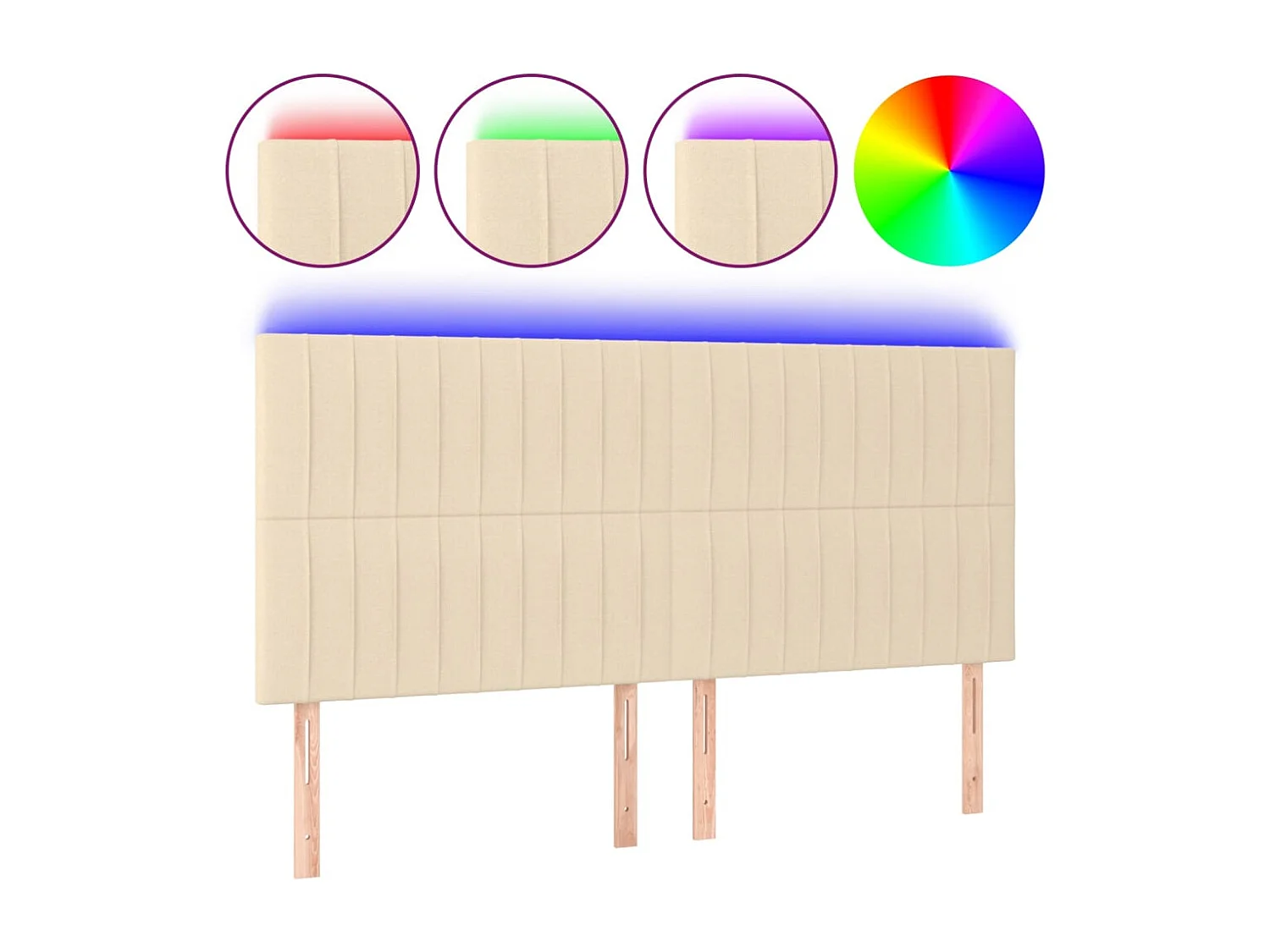 Tête de lit à LED Crème 180x5x118/128 cm Tissu