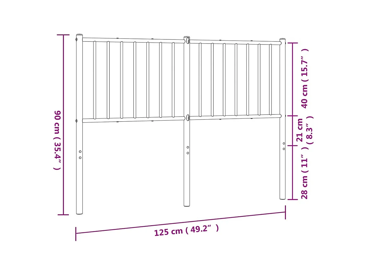 Zwart metalen hoofdbord 120 cm