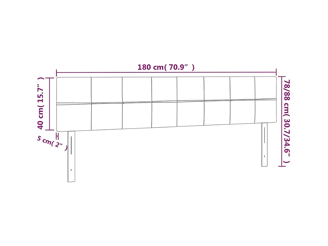 Cabecero LED Marrón Oscuro 180x5x78/88 cm Tela