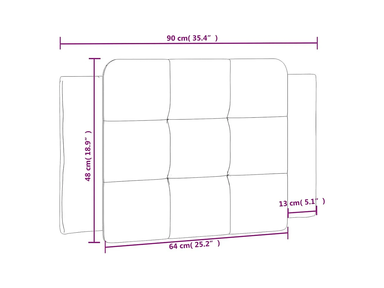 Cappuccino hoofdbordkussen 90 cm kunstleer