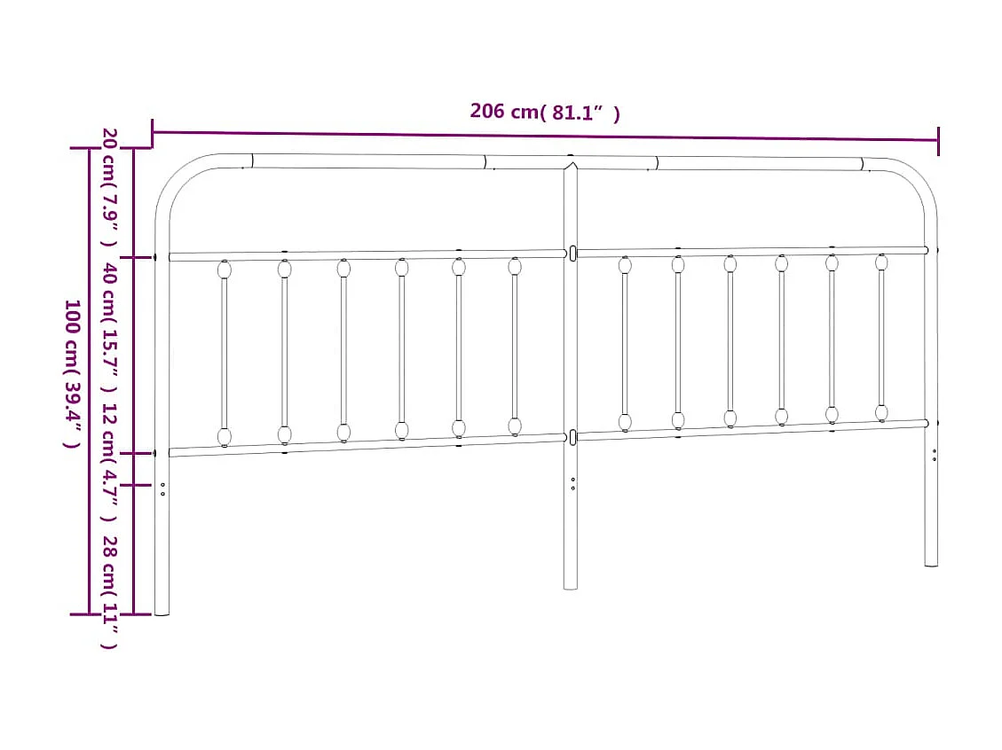 Tête de lit métal blanc 200 cm