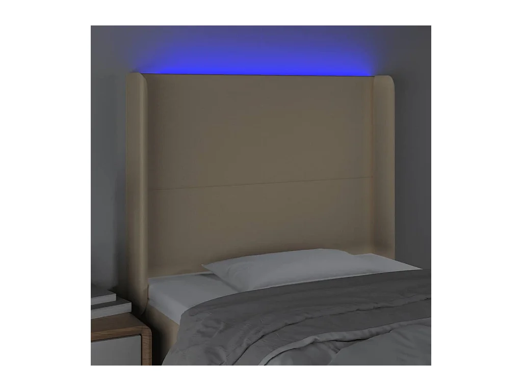 LED Hoofdbord Crème 103x16x118/128 cm Stof