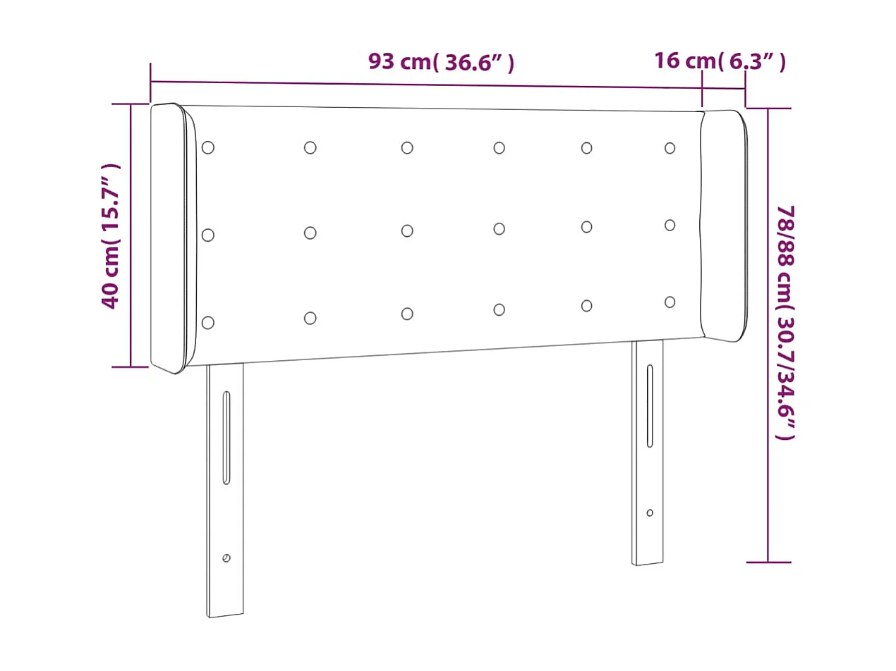 Hoofdbord met vleugels Grijs 93x16x78/88 cm Kunstleer