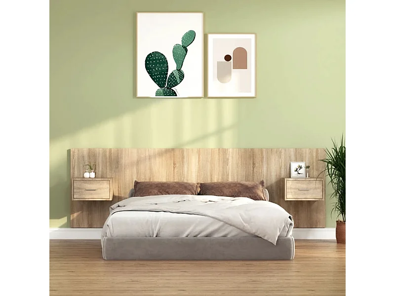 Cabecero con armarios Roble Sonoma Madera de ingeniería