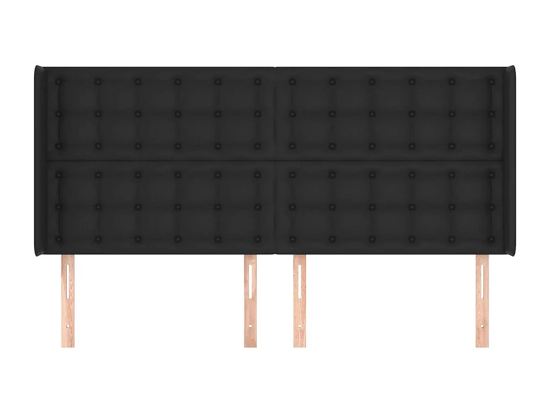 Testiera con ali Nero 163x16x118/128 cm Ecopelle