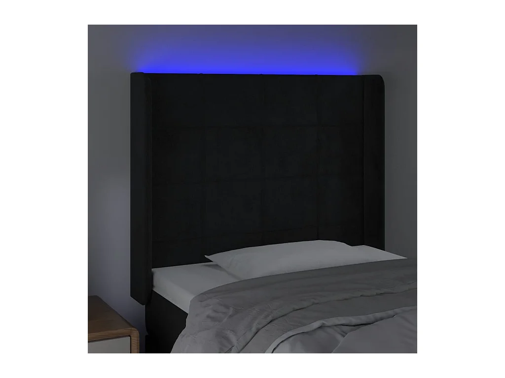 LED-Kopfteil Schwarz 93x16x118/128 cm Samt