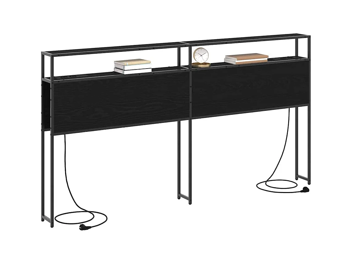 Cabecero de roble negro con almacenaje, 180 cm, madera de ingeniería