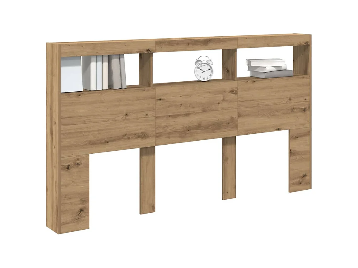 Armoire tête de lit avec LED chêne artisanal 180x17x102 cm