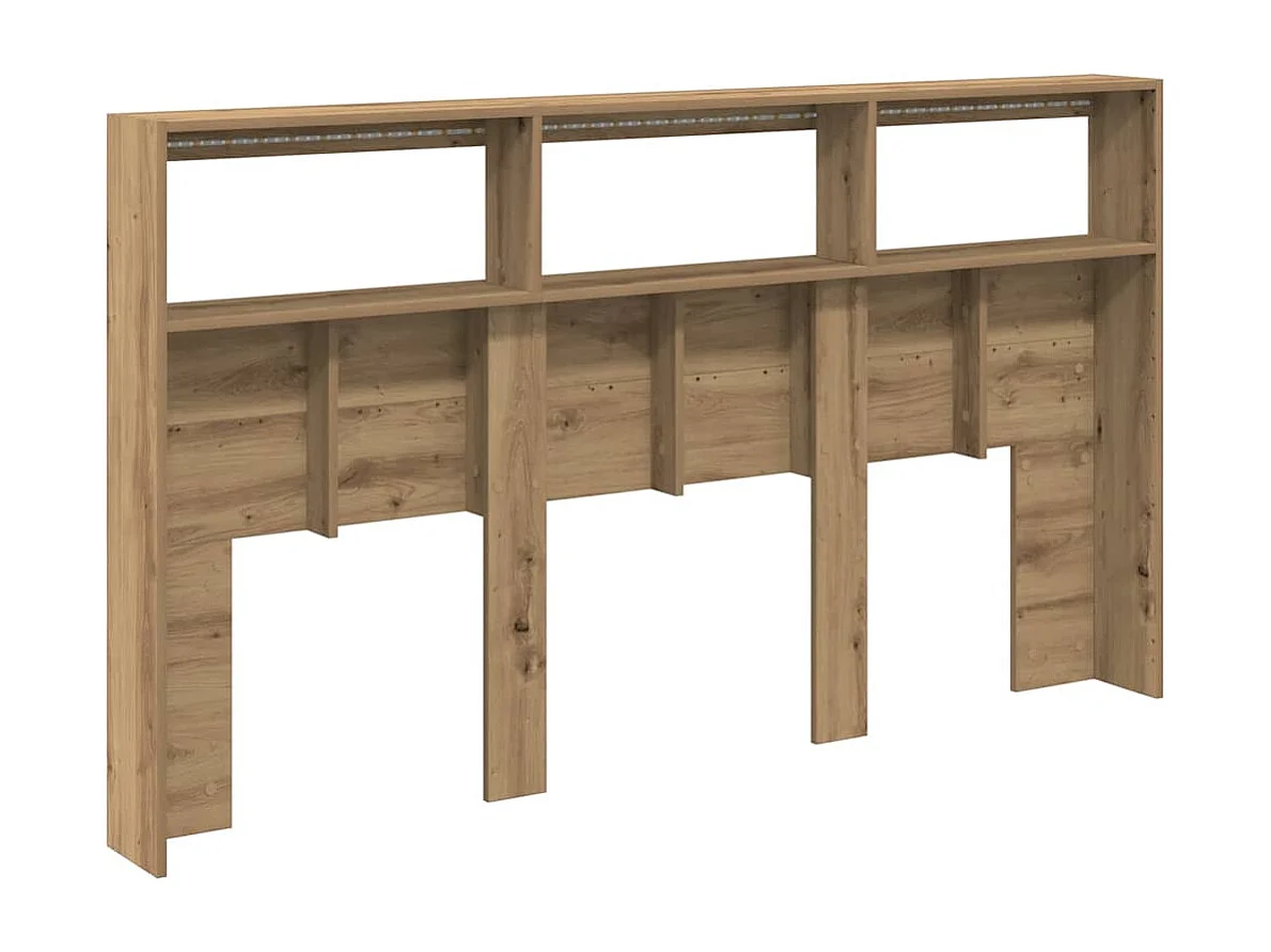 Armoire tête de lit avec LED chêne artisanal 180x17x102 cm