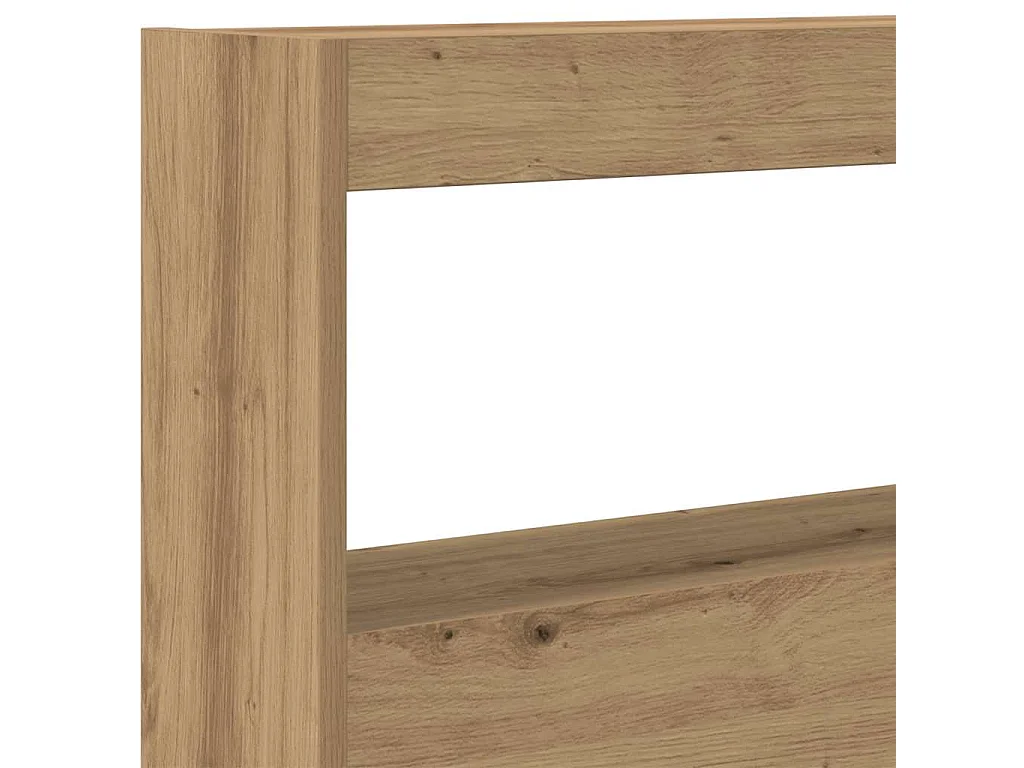 Hoofdbordkast met LED-verlichting, handgemaakt eikenhout, 180x17x102 cm