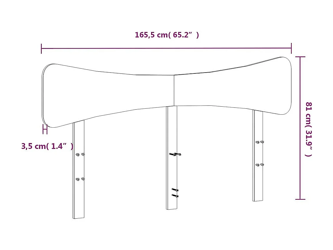 Testiera in legno massello di pino da 160 cm in cera marrone