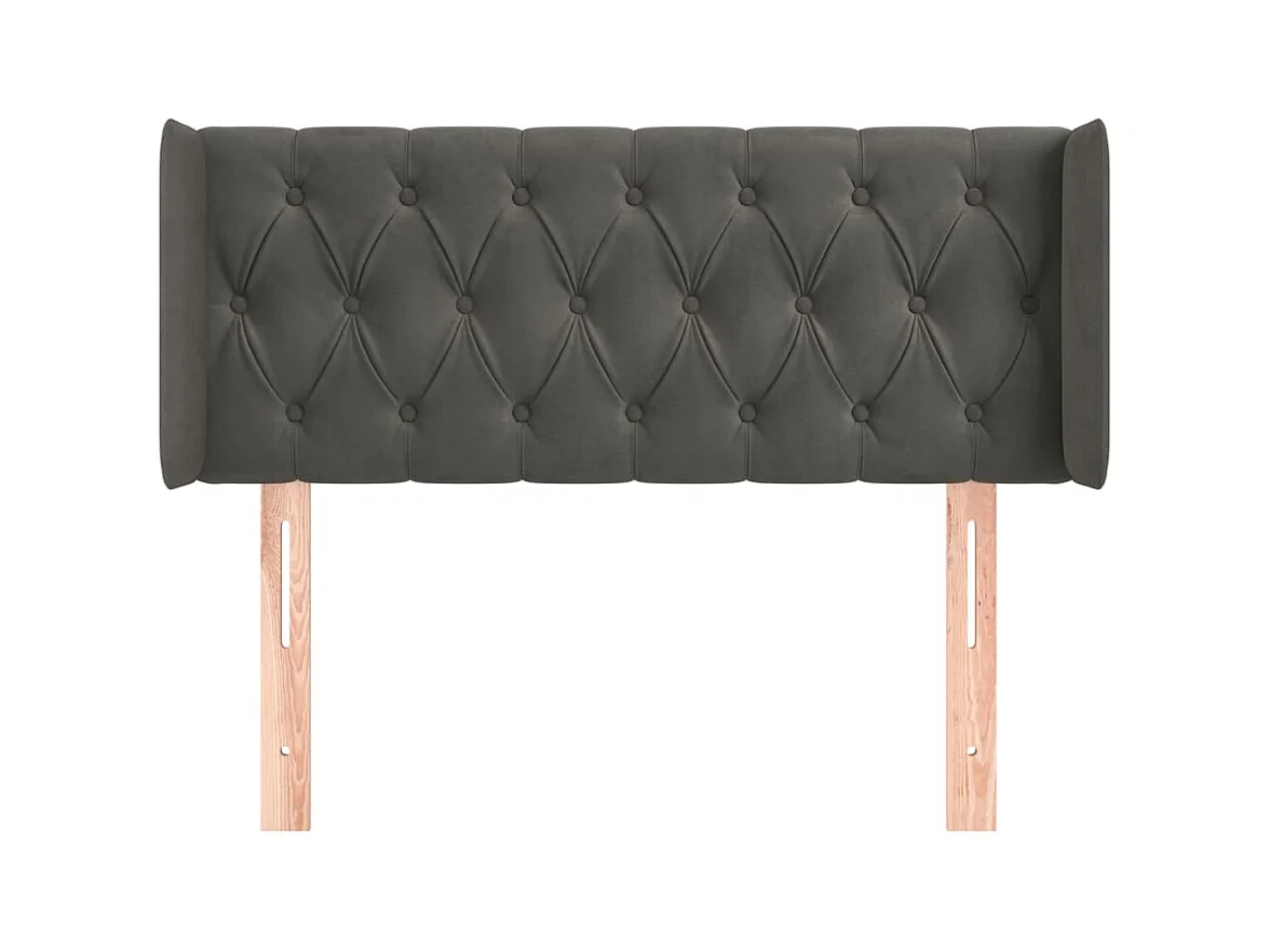 Hoofdbord met vleugels Donkergrijs 93x16x78/88 cm Fluweel