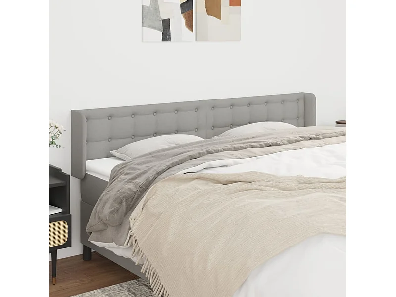 Kopfteil mit Flügeln Hellgrau 203x16x78/88 cm Stoff