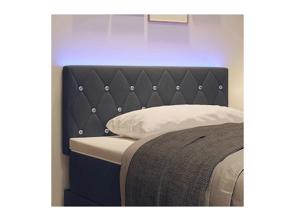 Tête de Lit LED Argyle Gris foncé 100 cm Velours