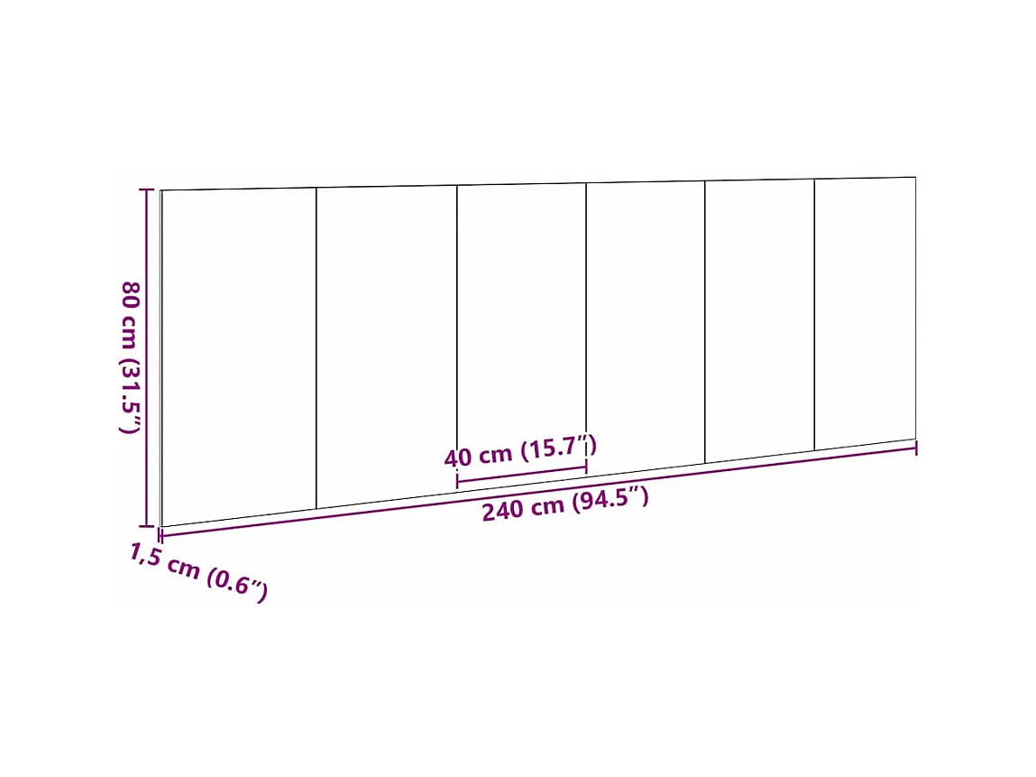 Tête de lit Chêne noir 240 x 1,5 x 80 cm Bois d'ingénierie