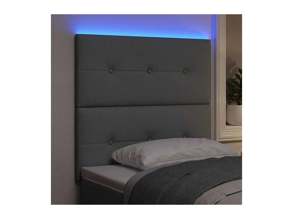 Tête de Lit LED avec des lumières à LED Gris clair 100 cm tissu