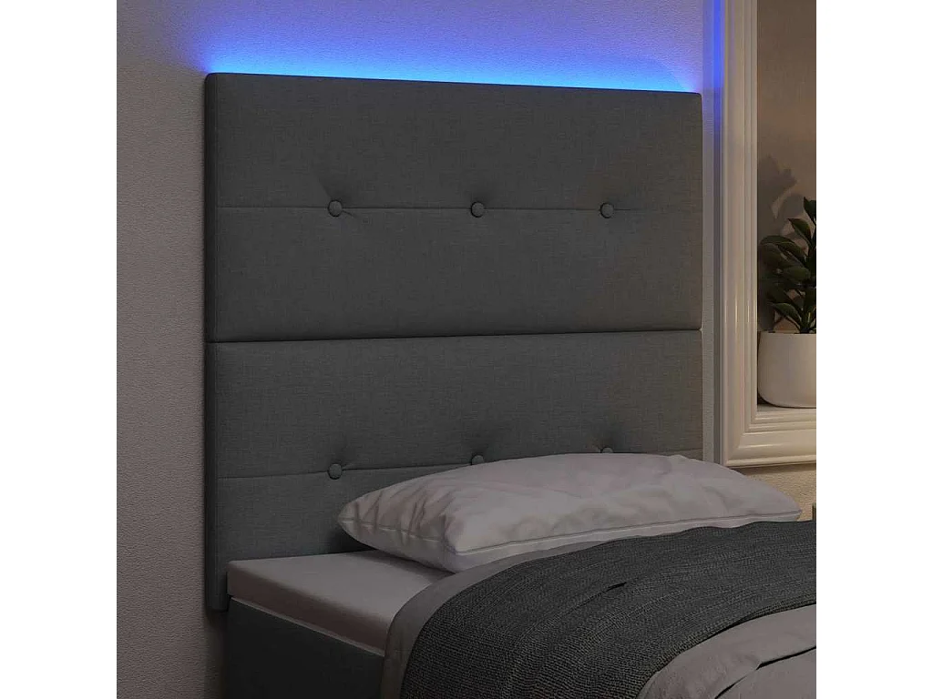 Tête de Lit LED avec des lumières à LED Gris clair 100 cm tissu