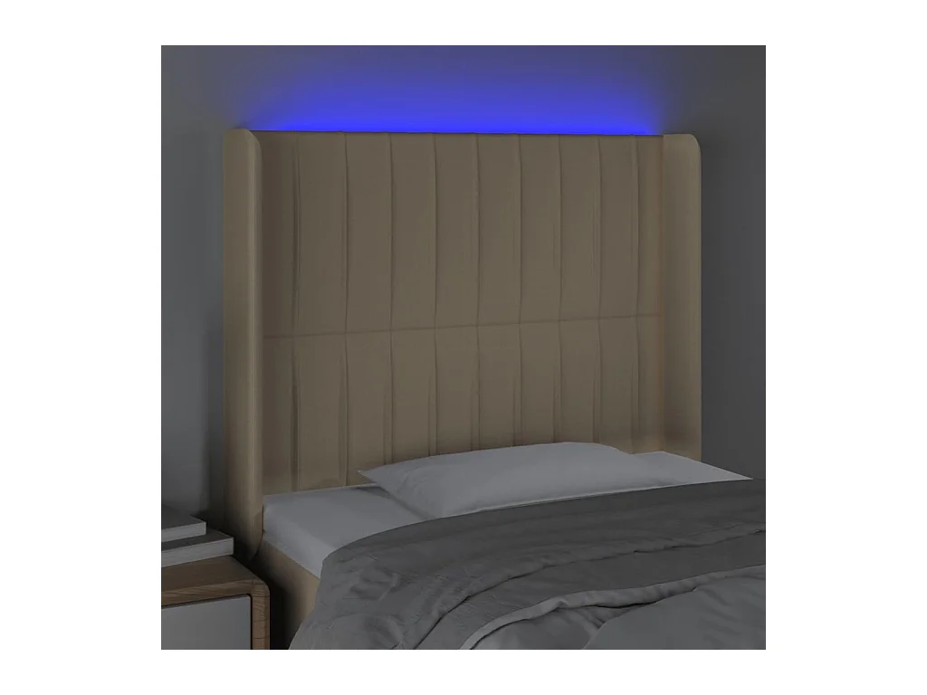 LED Hoofdbord Crème 83x16x118/128 cm Stof