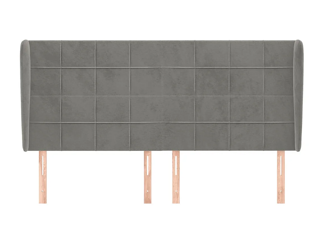 Tête de lit avec oreilles Gris clair 183x23x118/128 cm Velours