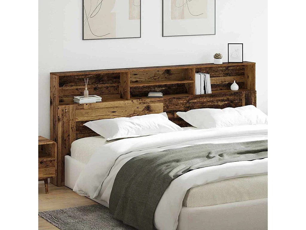 Cabinet de Tête de Lit Bois ancien 220 x 19 x 101.5 cm