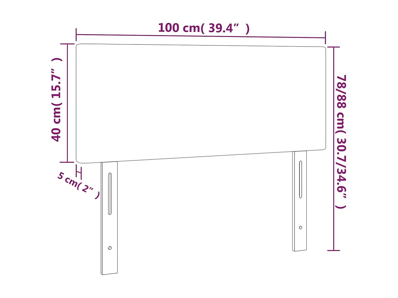 LED hoofdbord Zwart 100x5x78/88 cm Stof