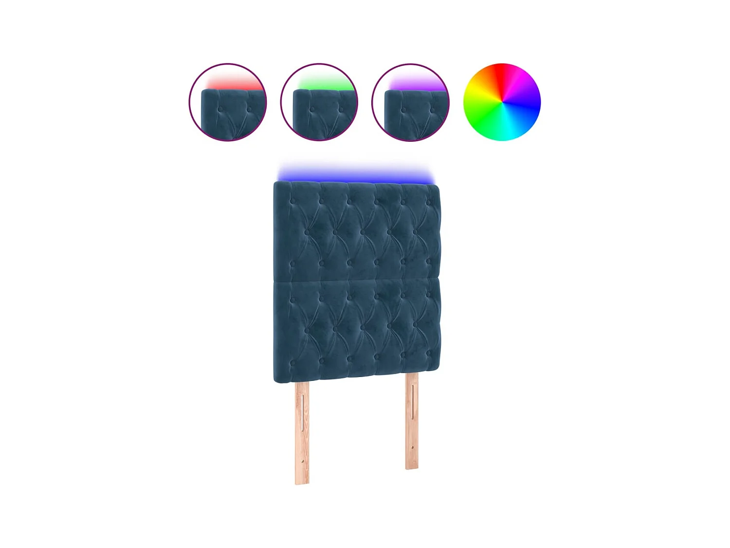 LED Hoofdbord Donkerblauw 80x7x118/128 cm Fluweel